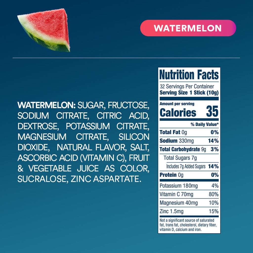 Watermelon Electrolyte Powder, 8 oz sticks, 32 count E7