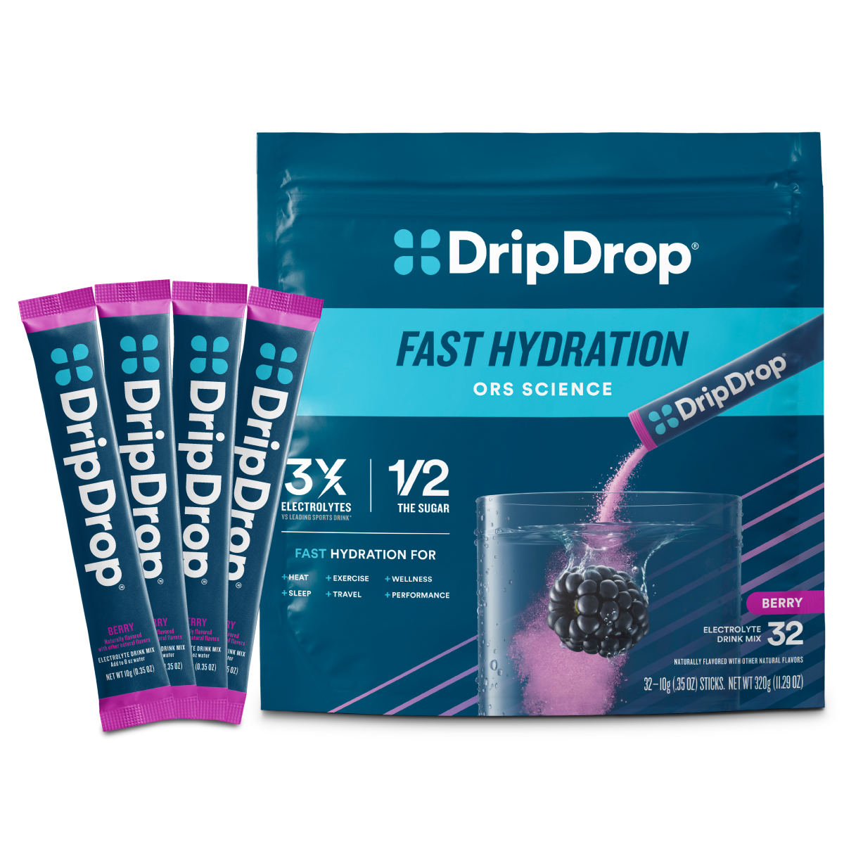 Berry Electrolyte Powder, 8 oz sticks, 32 count D5