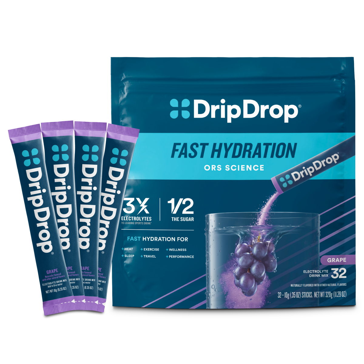 Grape Electrolyte Powder, 8 oz sticks, 32 count O0