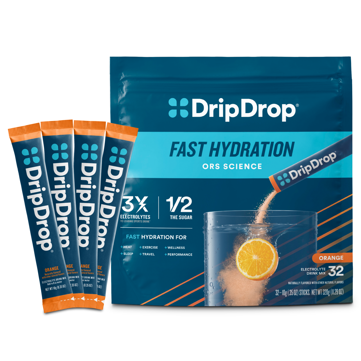 Orange Electrolyte Powder, 8 oz sticks, 32 count M2