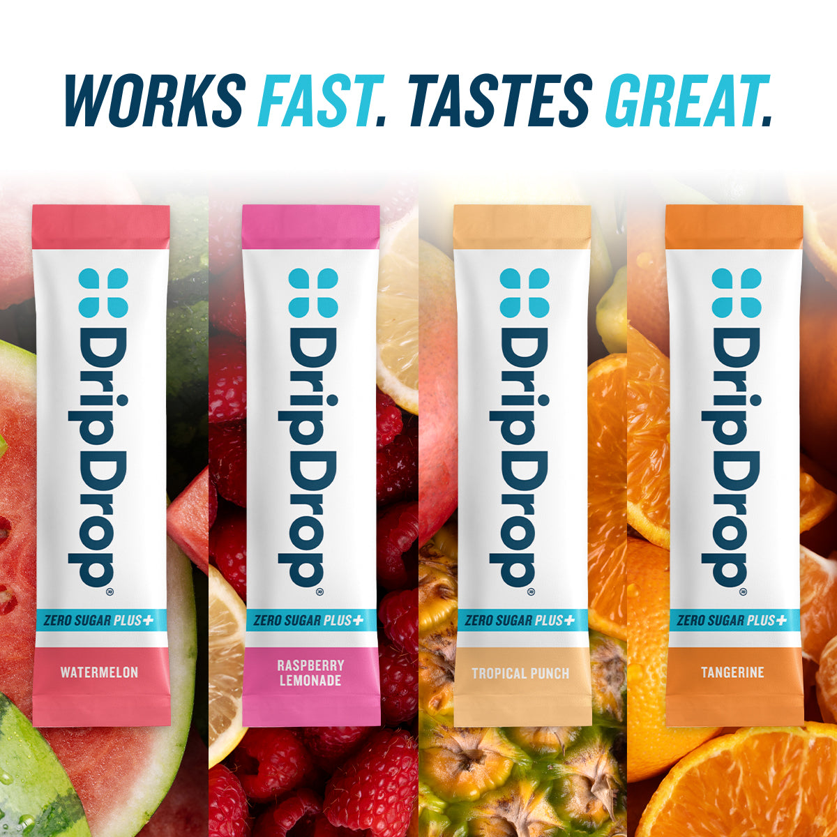 Zero Sugar Plus, Watermelon, Tangerine, Tropical Punch, Raspberry Lemonade, 16 oz sticks, 8 count O6